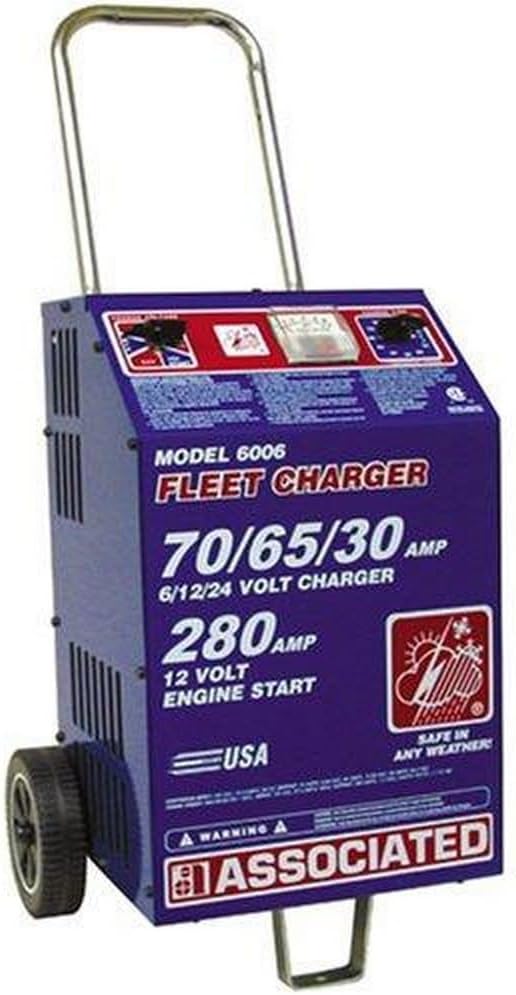 Equipment 6006 6/12/24V 70/65/30 Amp Charge 280 Amp Cranking Assist Charger with Wheels