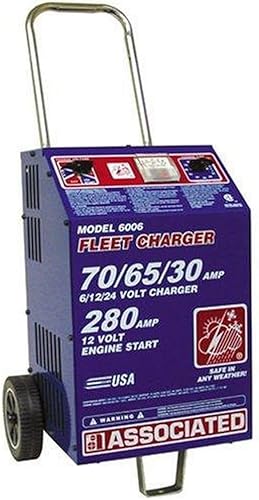 Associated Equipment, 6006 6/12/24V, carro cargador con ruedas de 70/65/30 Amp, carga 280