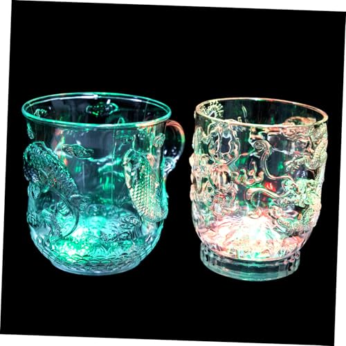 LALAFINA 2個 発光ワイングラス 夜光感応カップ 入り パーティー用飲料容器 家 バー レストラン対応 水注入で点灯する光るワインカ 再利用可能