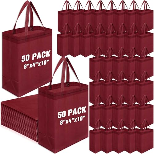 Windyun 50 Pcs Reusable Tote Bag Bulk 8 x 4 x 10 Inch Non Woven Shopping Bag with Handle Reusable...