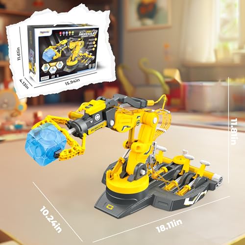 SMIESSKIDDO 3 in 1 Hydraulic Robot Arm - 220 Pcs STEM Building Toys with 4-Jaw Grab, Suction & Tongs for Kids 8-12 | No Batteries Needed Engineering Gift for Boys & Girls Ages 9 10 11 - Image 7