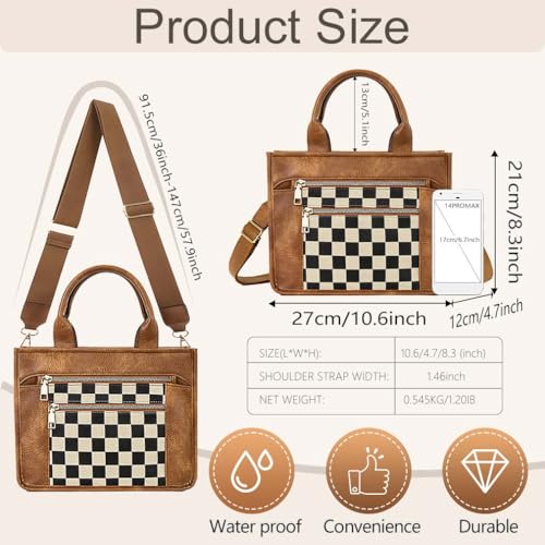 Bolso cruzado con diseño a cuadros para mujer miniatura 4