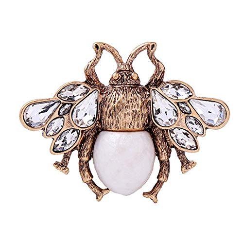 Preisvergleich Produktbild gotyou Perle Biene Brosche Retro-Legierung Brosche,Insektenbrosche Tropfen Ölperle,Brosche vergoldet Mantel Boutonniere,Geburtstags Schmuck für Frauen,Honigbienenbrosche