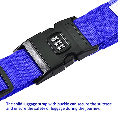 Image of M METERXITY 1 Pack Luggage Strap Suitcase Belt- Travel Combination Lock Adjustable PP Baggage Accessory with Buckle, Apply to Suitcase (79x2 Inch, Dark Blue)