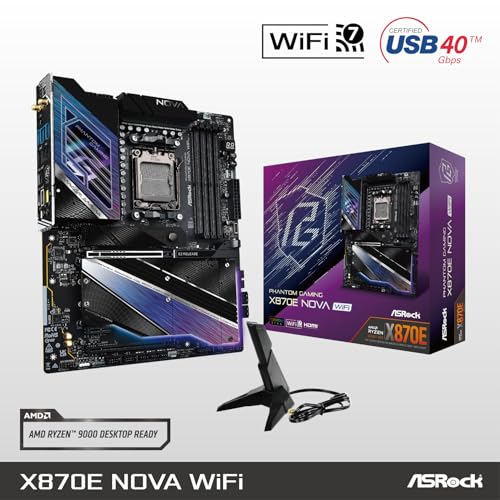 Image of ASRock Phantom Gaming X870E Nova WiFi Socket AM5 AMD Ryzen DDR5 DIMMs 8200 MHz 256 GB ATX Motherboard USB4