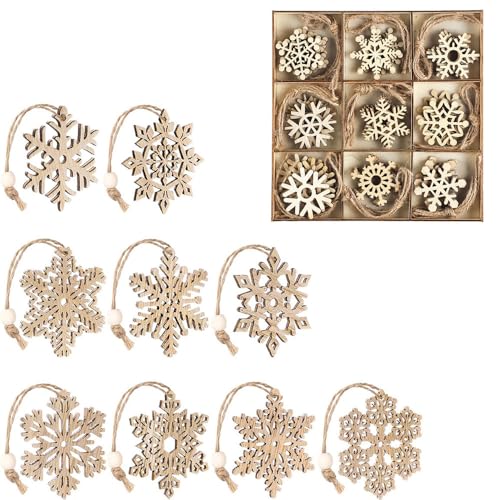 45 Stück Schneeflocken Aus HolzVintage Weihnachts Anhänger, DIY...