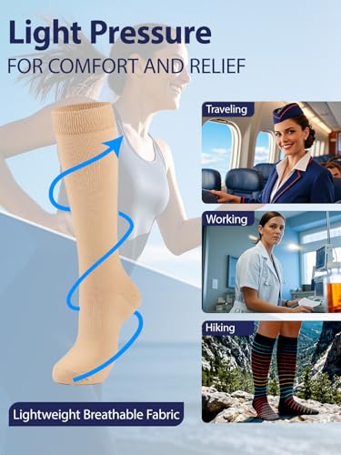 Women's Sports Knee High Compression Socks All Day Support Best for Standing Running Hiking Cycling Traveling2