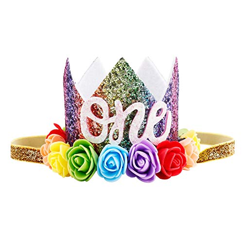 BGFKS Newborn Baby Girls 1st Birthday Photography Outfit Sets Layered Rainbow Tutu Skirt with Hairbow and Crown Headband3