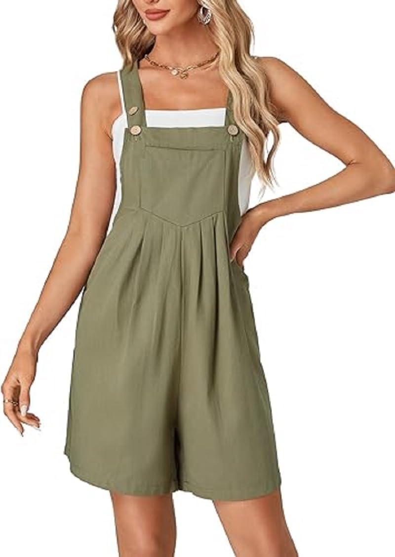 GenericWomen's Casual Sleeveless Short Overalls Jumpsuit Rompers with Pockets