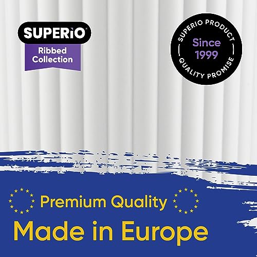 Image of Superio Ribbed Collection - Decorative Plastic Laundry Basket with Cut-Out Handles, White (1 Pack) Hamper Organzier for Bedroom Bathroom College Dorm Room 35 Liter