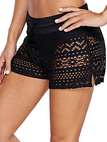 Willbond Women Swimsuit Shorts Swimsuit Bottoms For Women Swim Shorts With Brief Summer Plus Size Swim Briefs Boardshort Swimwear Tankini Beach Trunks High Waisted For Swimming(,) Black #TOP3