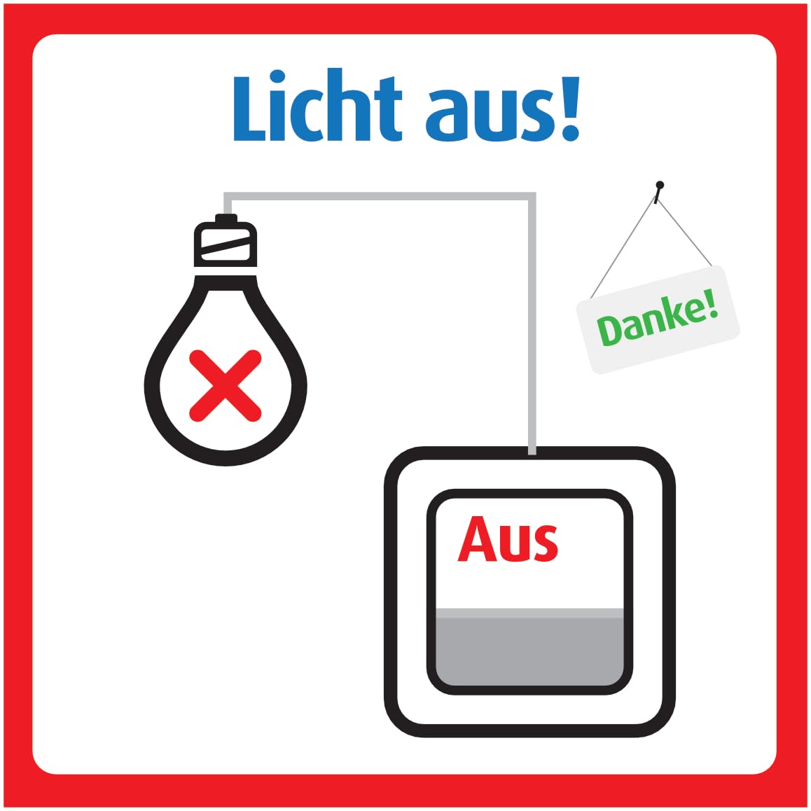 immi Licht aus - Aufkleber Schilder 98mm