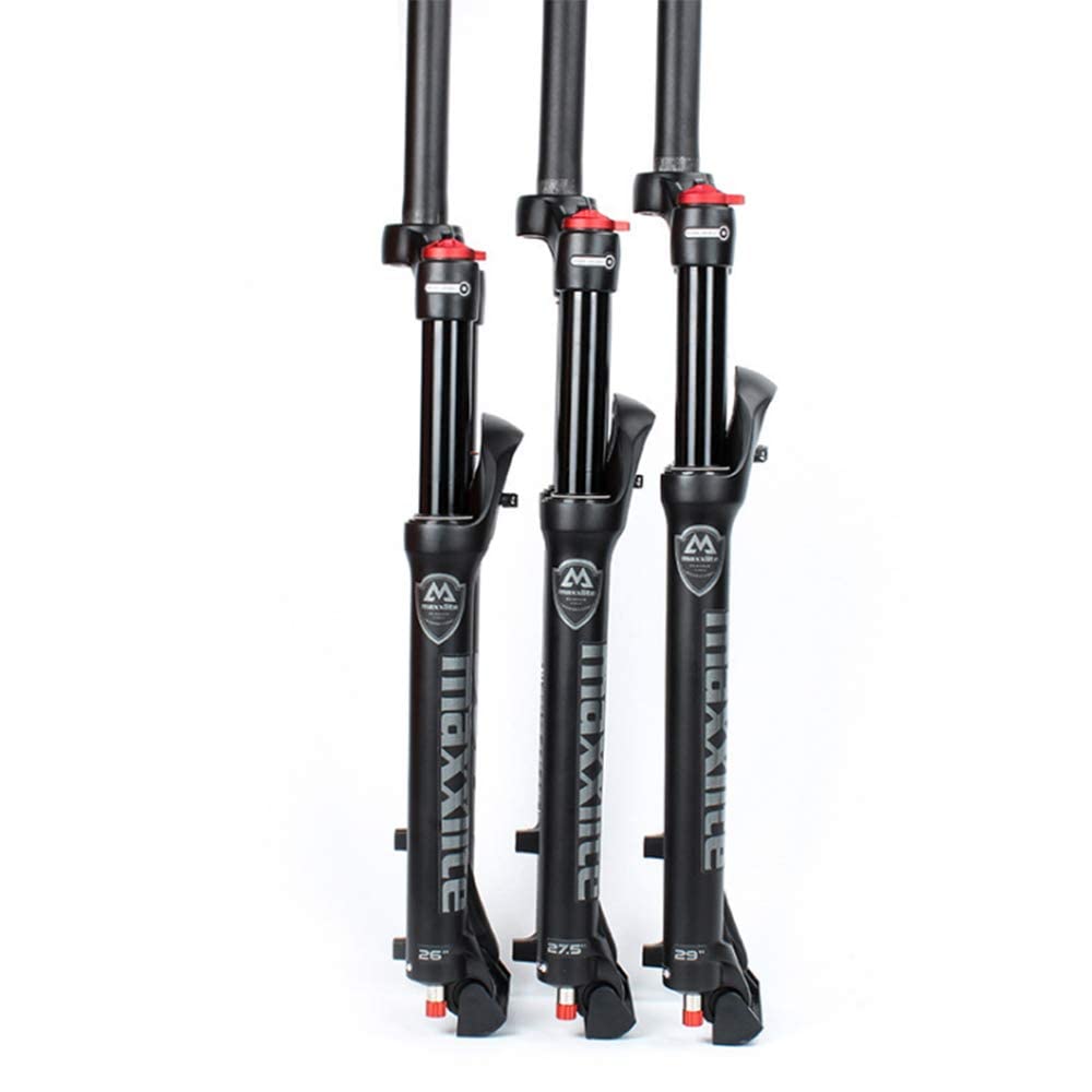 Fourche VTT 26 27,5 29 Pouces Fourche à Suspension VTT Voyage 120 mm, 1-1/8 Tube Droit/Tube Conique Fourches VTT (Verrouillage à Distance Conique, 27,5 Pouces)