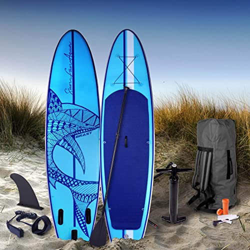 Brast Tabla Paddle Surf Hinchable Shark | 300-365Cm Muchos Modelos | Incl. Accesorios Correa Para El Pie, Bomba, Mochila De Transporte | Azul Verde Amarillo Rojo Turquesa Naranja Rosa