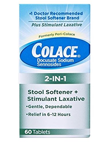 Colace 2-in-1 Stool Softener & Stimulant Laxative Tablets, 60 Count, Gentle Constipation Relief