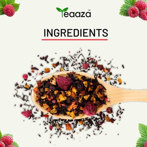 Image of Teaaza Organic Raspberry Tea for PCOS, Pregnancy & Fertility -50 Grams tin-50 Cups- Natural Herbal Tea for Hormonal Balance, Reproductive Health, & Women's Wellness | Caffeine Free Raspberry Tea For Pregnancy And To Support The Female System
