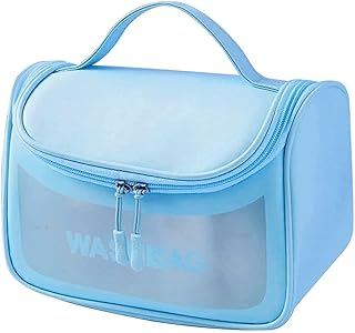 vernocraft Multi-Functional Large Makeup Pouch for Women – Waterproof PVC Cosmetic Bag with Hook for Girls | Toiletry Storage Wash Bag Organizer for Bath Accessories & Grooming Kit (Blue, Pack of 1)-picture-52