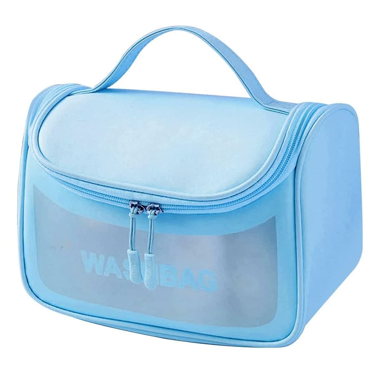 Multi-Functional Large Makeup Pouch for Women – Waterproof PVC Cosmetic Bag with Hook for Girls | Toiletry Storage Wash Bag Organizer for Bath Accessories & Grooming Kit (Blue, Pack of 1)-image-26