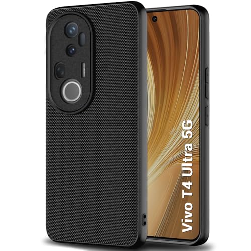 Image of TheGiftKart Back Cover Case for Vivo T4 Ultra 5G | Slim & Lightweight | Ultra-Premium Design | Camera Protection Bump | Fabric Texture Case Cover (PC & TPU, Black)