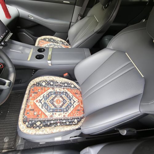 Image of Car Seats cushions, Vintage Ethnic Pattern Breathable Latex Cotton Car Seat Pad, Non Slip Wear Resistant Car Seat Cover Protector for Most Car Truck SUV Sedan, Comfort Cooling Seat for Long Driving
