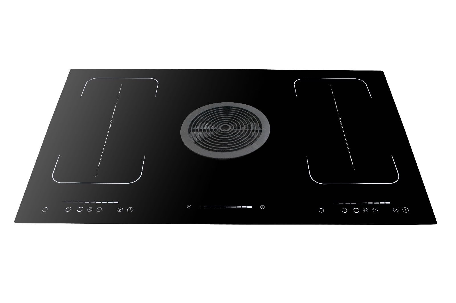 WOLKENSTEIN IN4-DA-2FZA+W Placa de inducción con extractor integrado | 2 zonas flexibles | Temporizador | Apagado automático | Seguridad infantil | Función Booster | Detección de olla | Función Stop