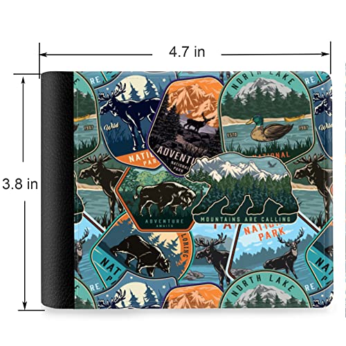 (National Park Emlbems Front Pocket Slim Bifold Leather Wallet RFID Blocking with ID Window for Men2