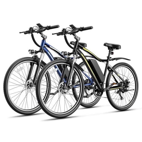 Jasion Electric Bike for Adults, 750W Peak Brushless Motor, 50 Miles Max Range, 22MPH Ebike with 480Wh Removable Battery, 27.5" Electric Mountain Bike with 7-Speed Grearing, Front Suspension