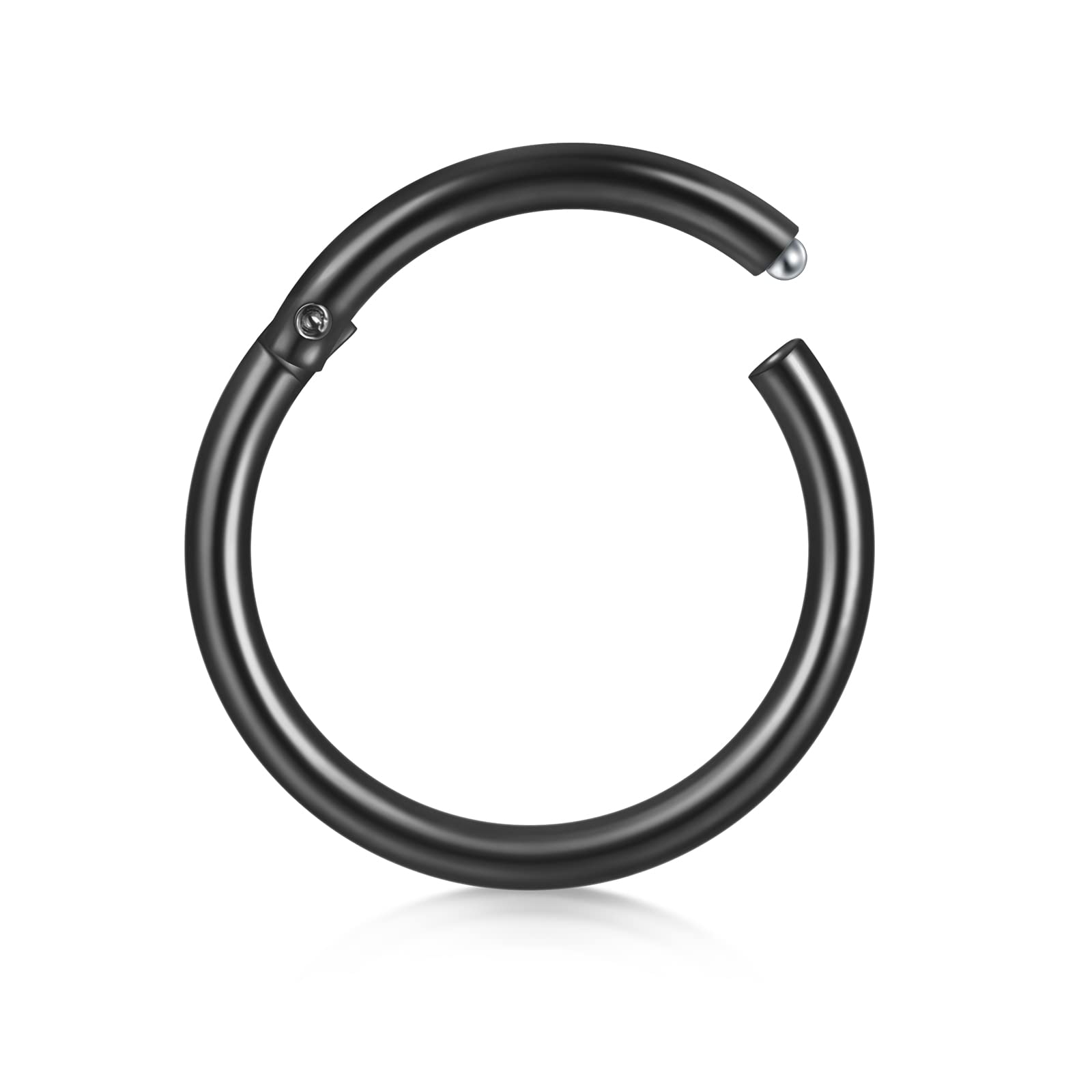 D.Bella Hinged Nose Rings Hoop 316L Surgical Steel Hypoallergenic Septum Ring Lip Ring Helix Cartilage Rook Earrings Body Piercing Jewelry 14G 16G 18G 20G, Diameter 5mm to 14mm