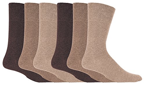 Meias para diabéticos, com ajuste superior em forma de favo, sem costuras, 6 pares, da marca Gentle Grip (Tamanho Europa: 39-45), Castanhos