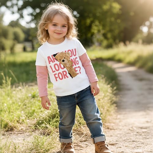 Image of 100% Cotton Girls T-Shirt 2-Pack Cute Tops Casual Soft Printed Toddlers Tees Layering 18Months-8Years