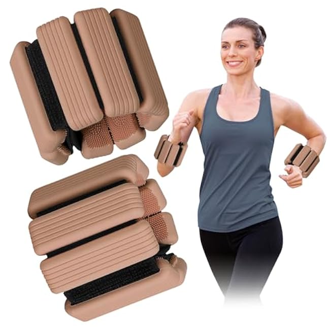 Wrist & Ankle Weights for Women & Men 1 Pair (1Lb Each), Wearable Arm & Leg Workout Weights, Adjustable Silicone Weight Bangles set for Gym Yoga Pilates Walking Running - Mothers Day Gifts