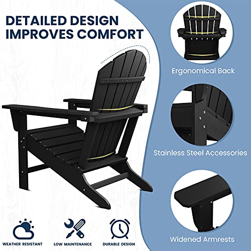 Serwall Adirondack Chair | Adult-Size, Weather Resistant For Patio Deck Garden, Backyard & Lawn Furniture | Easy Maintenance & Classic Adirondack Chair Design (Black) #TOP3