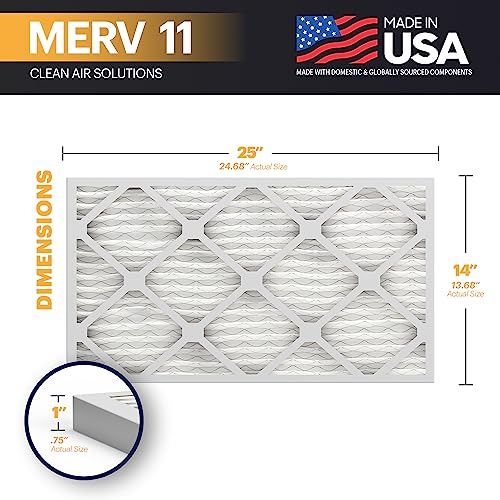 Image of BNX TruFilter 14x25x1 Air Filter MERV 11 (4-Pack) - MADE IN USA - Allergen Defense Electrostatic Pleated Air Conditioner HVAC AC Furnace Filters for Allergies, Dust, Pet, Smoke, Allergy MPR 1200 FPR 7