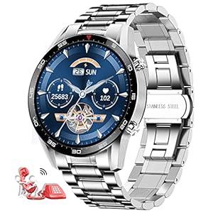 LIGE Smartwatch Herren, 1.32” HD Smart Watch mit Bluetooth Sprachanruf Pulsuhr, Schrittzähler, Schlafüberwachung, IP67 Wasserdicht Fitness Tracker Edelstahl Herren Uhr für iOS Android