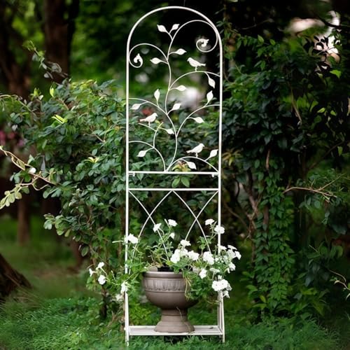 Bxzzuis アイアン フェンス 、バラ トレリス ガーデンフェンス、柵 、ガーデンフェンス アイアン、 園芸支柱、 防錆 、園芸用品 (ホワイト)