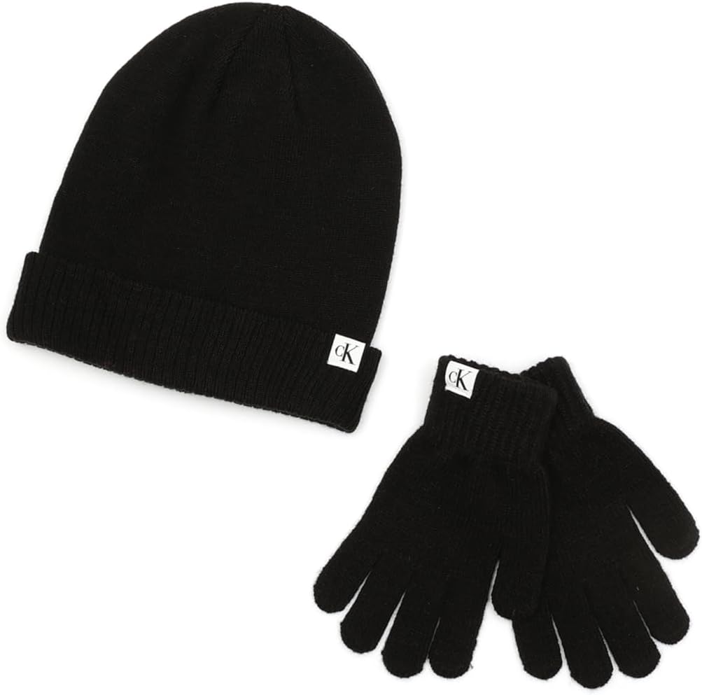Calvin Klein boys Ck Rib Beanie and Glove Set