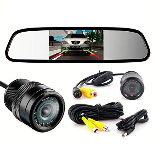 Kit Espelho Retrovisor Com Tela E Câmera De Ré Com 10 Led