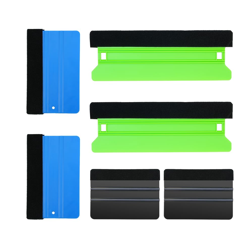6-Piece Auto Vinyl Wrap & Window Tint Squeegee Set – 3 Hardness Levels (Hard, Firm, Soft) With Felt Edges, Scratch-Free For Car Film & Wallpaper