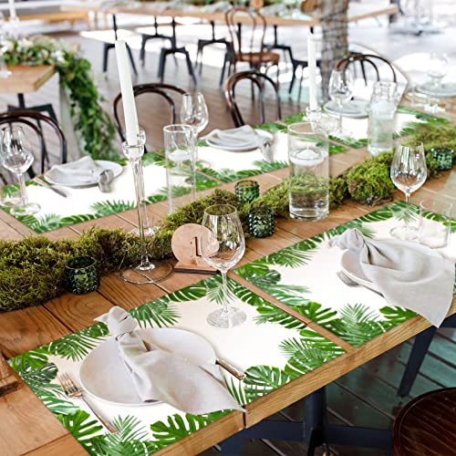 100 Pack Palm Leaves Paper Placemats Disposable Placement Mats For Dining Table Bulk Tropical Placemats Summer Dinner Table Setting Bridal Shower Wedding Party Decor, 10 X 14 In #TOP3