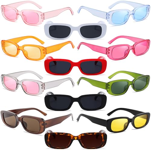 Party Sunglasses Bulk Retro Small Rectangle Shades Set Women Vintage Square Sun Glasses 12Pack