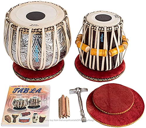 Aakrati Musicals Designer Tabla Drum Set, 4½ Kg Copper Bayan, Finest Dayan with Padded Bag, Book, Hammer, Cushions & Cover (PDI-FI)