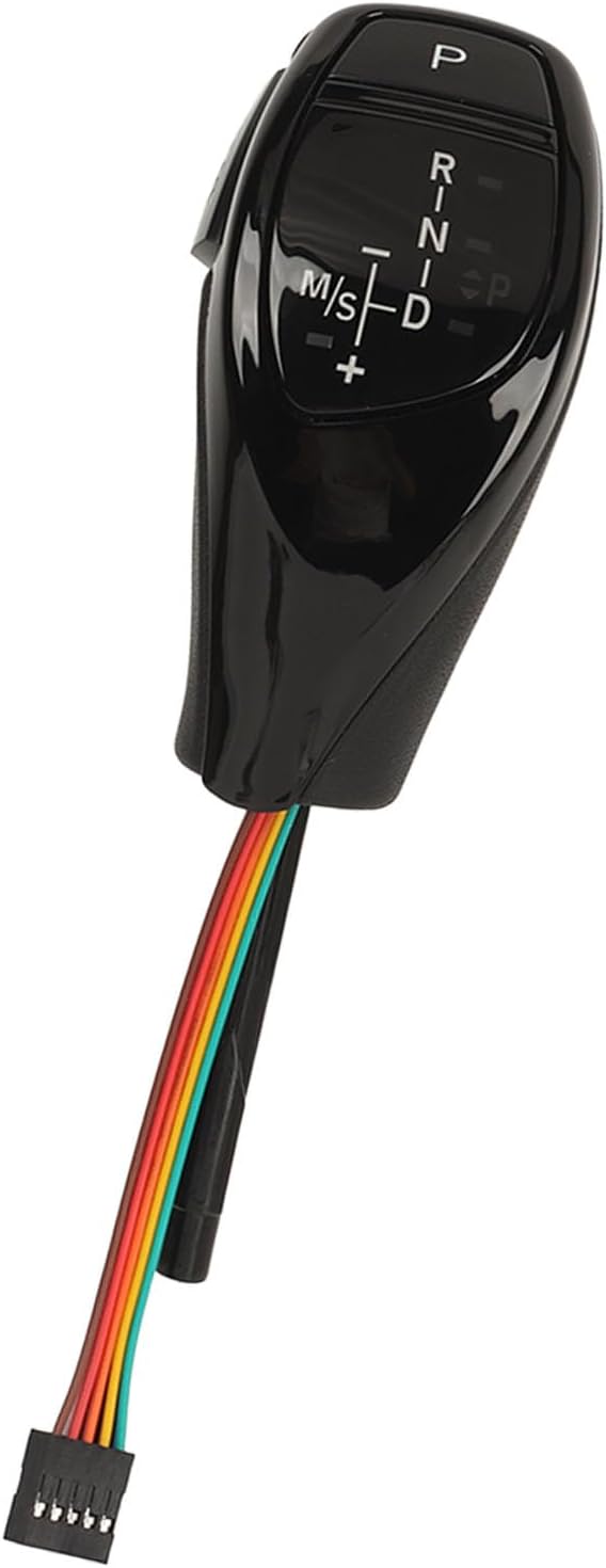 aqxreight LED Gear Shift Knob Thumb Type Shifter Lever Head with Start Button Compatible with E90 E91 E92 E93 LHD (Glossy Black)