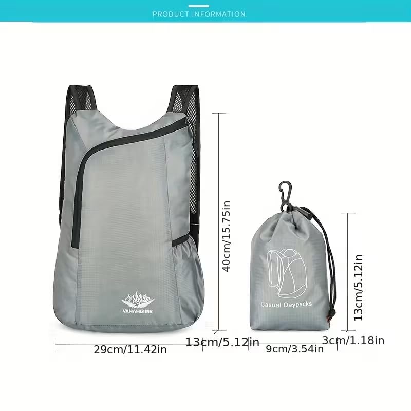 Mochila plegable al aire libre ligera portátil negra miniatura 2