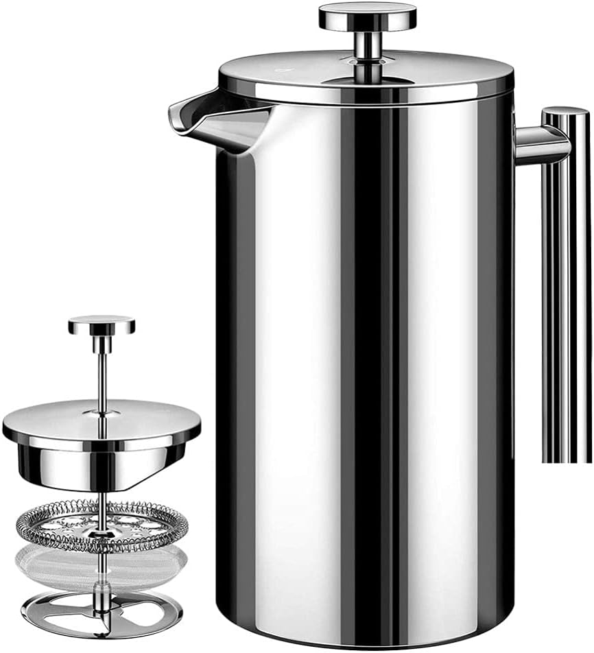 Press Coffee Maker Stainless Steel Coffee Percolator Pot Double Wall Large Capacity Manual Coffee Containers