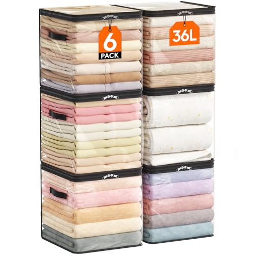 Lifewit 6 Pack Clear Clothes Storage Bags, 13 Inch Clear