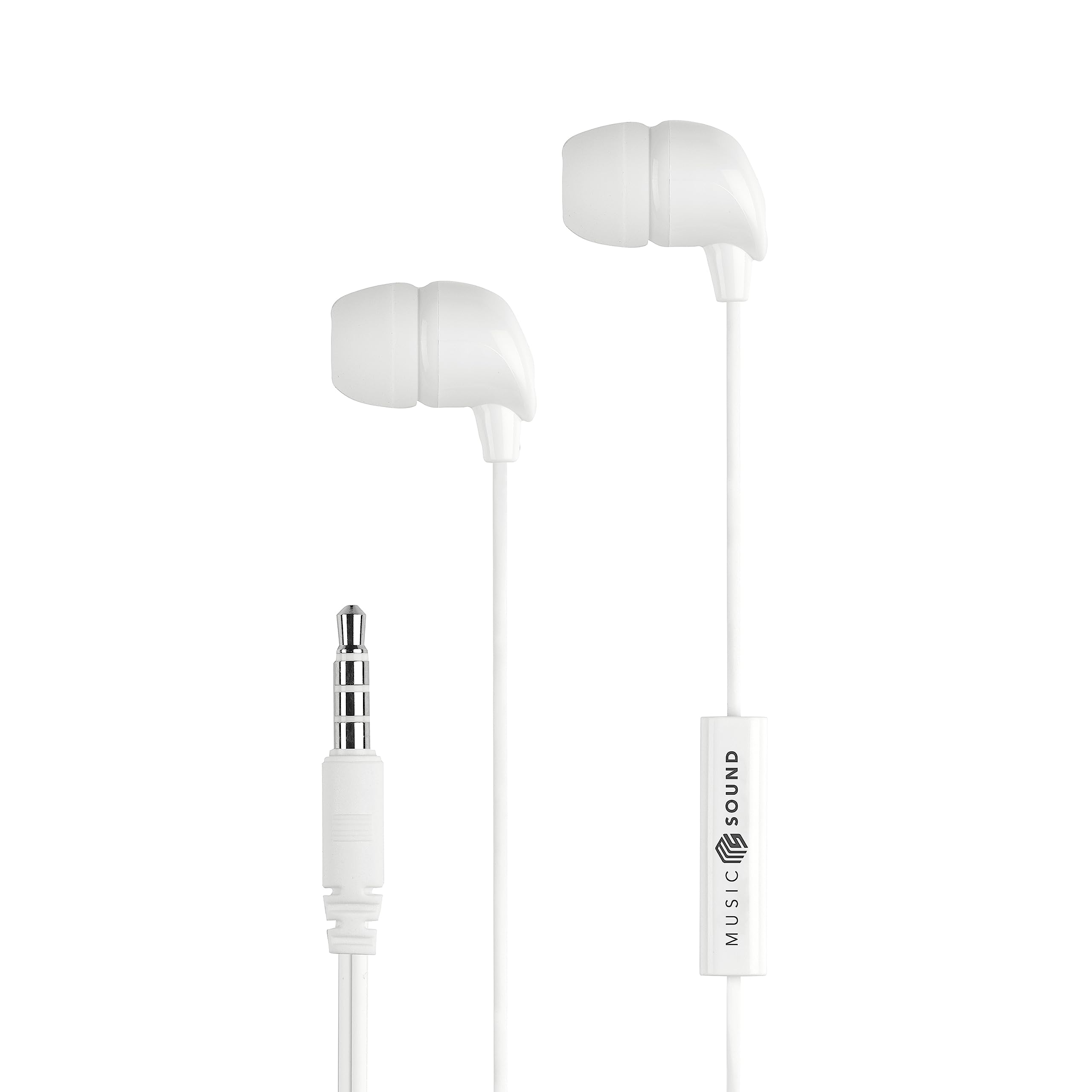 Music Sound | AURICOLARI Fullcolor In-​Ear | Auricolari con Filo e Microfono - Jack 3.5 Mm - Colore Bianco