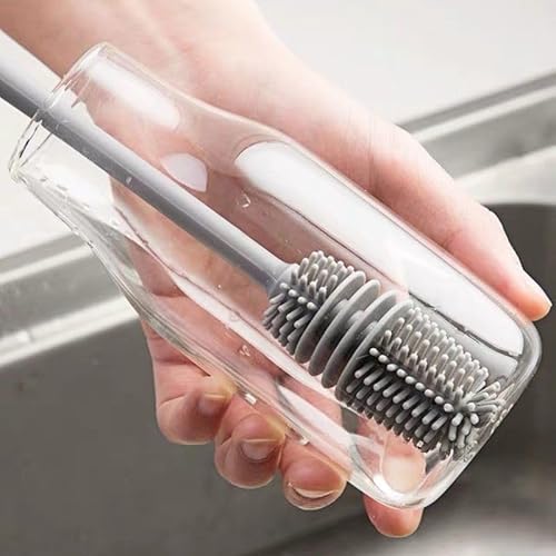 Long-Handle Silicone Cup & Bottle Brush - Reach Every Corner for A Thorough Clean!