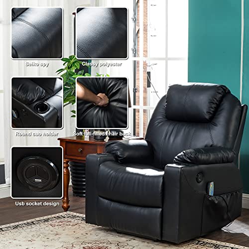 Fdw Lift Chair For Elderly Electric Recliner Power Recliner Massage Chair With Heat And Massage,Side Pockets &,Usb Ports For Home Living Room,Black #TOP2