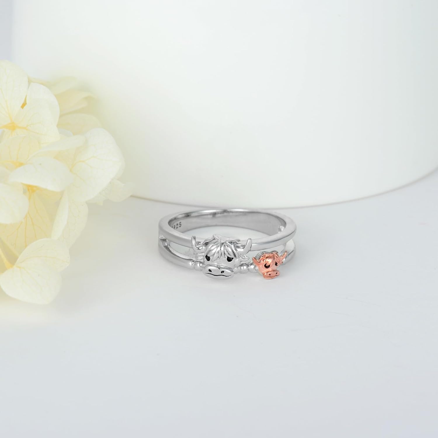 WINNICACA Highland Cow Ring 925 Sterling Silver Cute Animal Rings Jewelry Gifts for Women Teens Birthday - Image 3