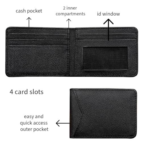 Generic New 2024 RFID slim Genuine Leather Wallet for Men - 5+ Credit Cards, ID Window, Cash Pocket, Slim Mens Leather Wallet., Black2
